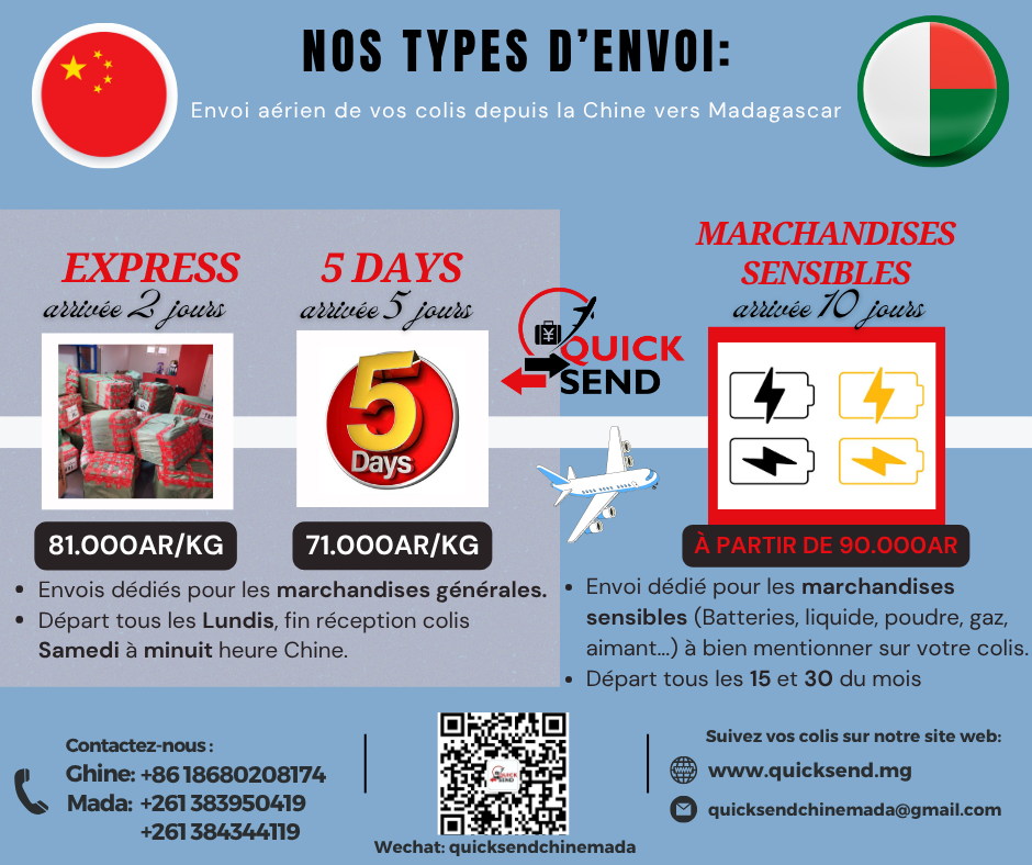 Quick Send tarif et type d'envoi